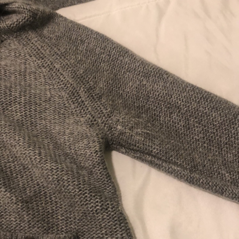 BCBG MaxAzria angora wool blend sweater in grey with top design button 2 pockets - Picture 12 of 12